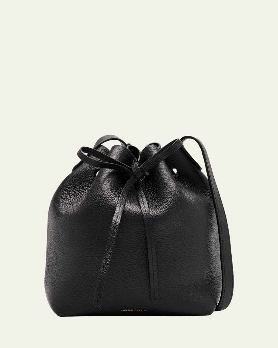 Mini Drawstring Leather Bucket Bag